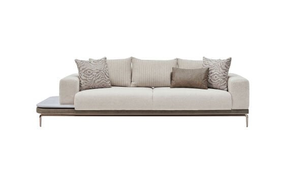 Estella Üçlü Sağ Koltuk - Krem - Light Gold Ayak