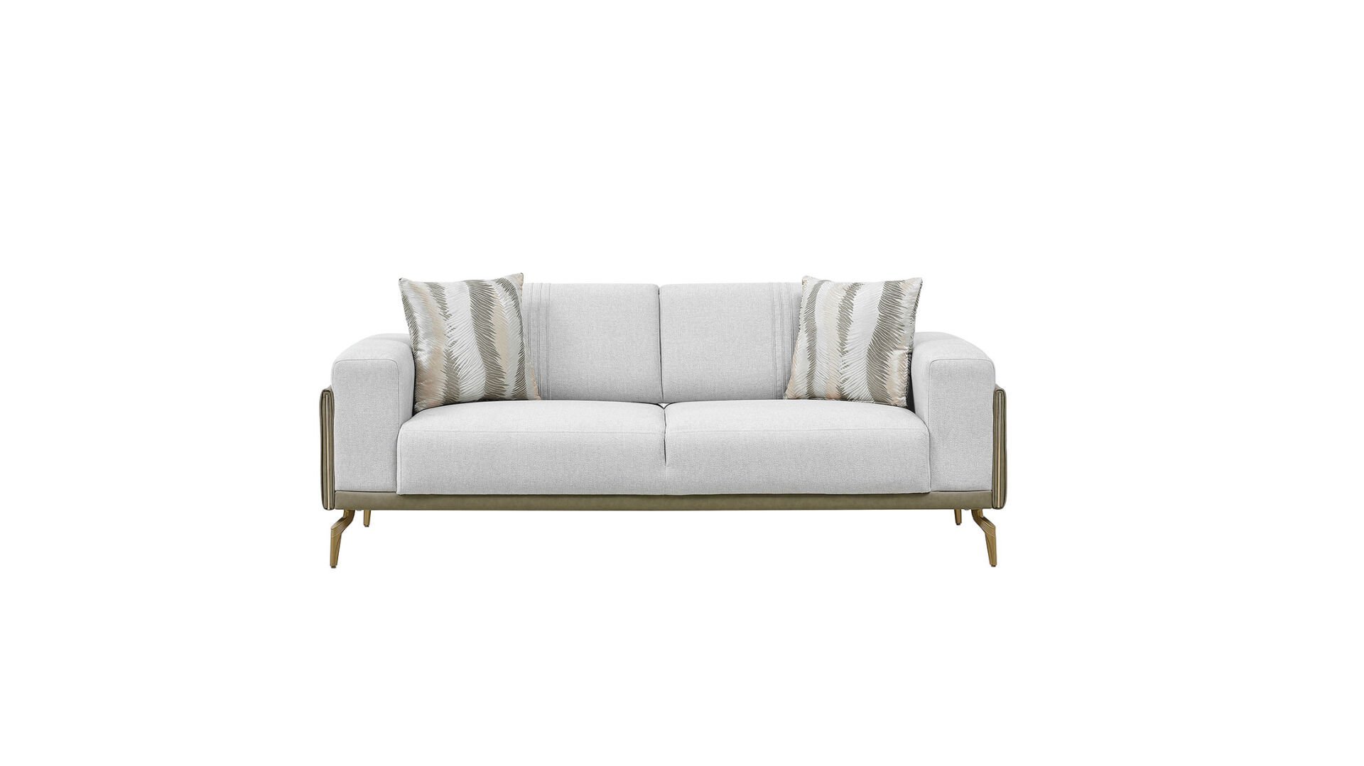 Montella İkili Koltuk - Vizon - Yeşil - Sarı Renk Ayak