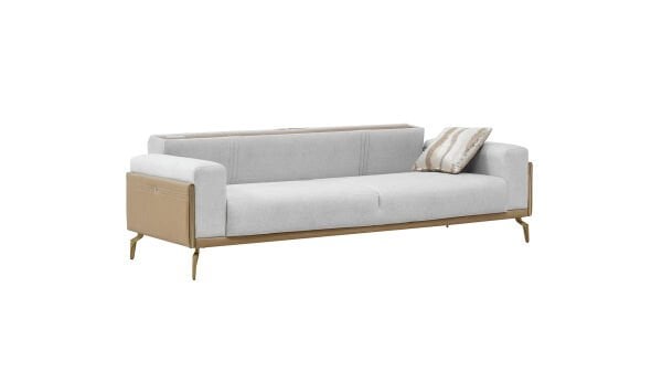 Montella Üçlü Koltuk - Vizon - Kahve - Sarı Renk Ayak