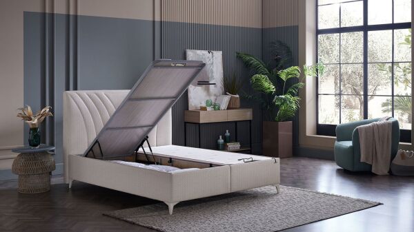 Smart Form S Baza Başlık Seti - Hasır Deri 100X200 - Krem