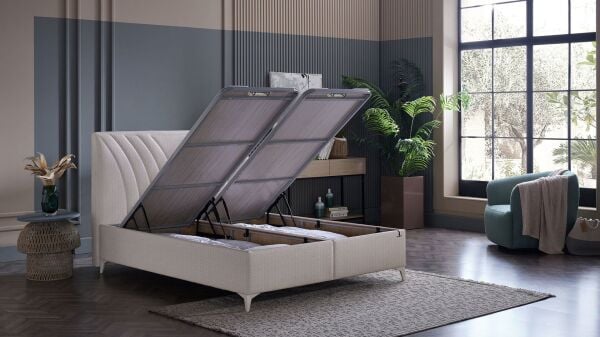 Smart Form S Baza Başlık Seti - Hasır Deri 100X200 - Krem