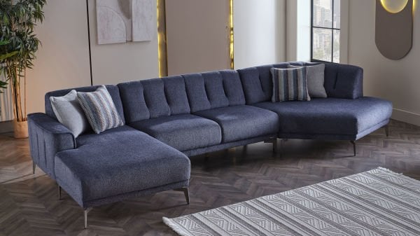 Atlanta Köşe Takımı Modüler - Lacivert - Bronz Renk Ayak