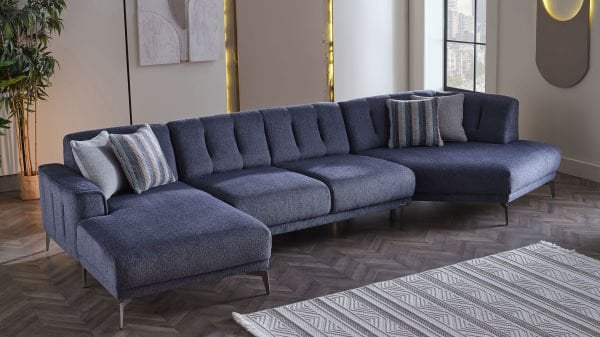 Atlanta Köşe Takımı Modüler - Lacivert - Bronz Ayak