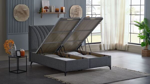 Smart Form S Baza Başlık Seti - Kumaş Koyu Gri - 160X200