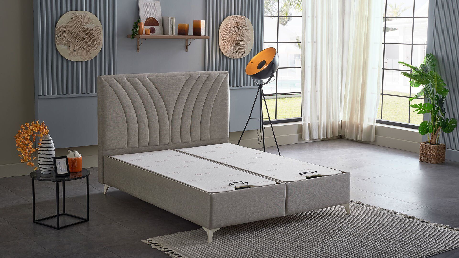 Smart Form S Baza Başlık Seti - Kumaş Krem - 90X190