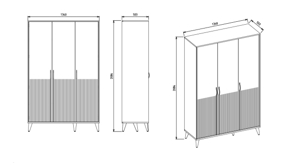 Canvas 3 Kapaklı Gardırop