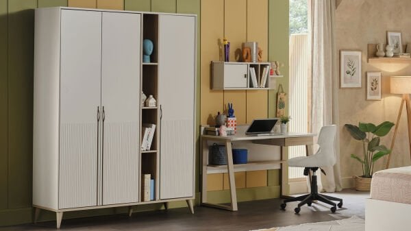 Canvas 3 Kapaklı Raflı Gardırop