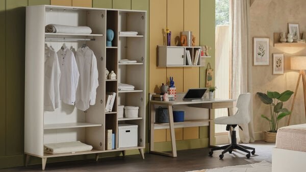 Canvas 3 Kapaklı Raflı Gardırop