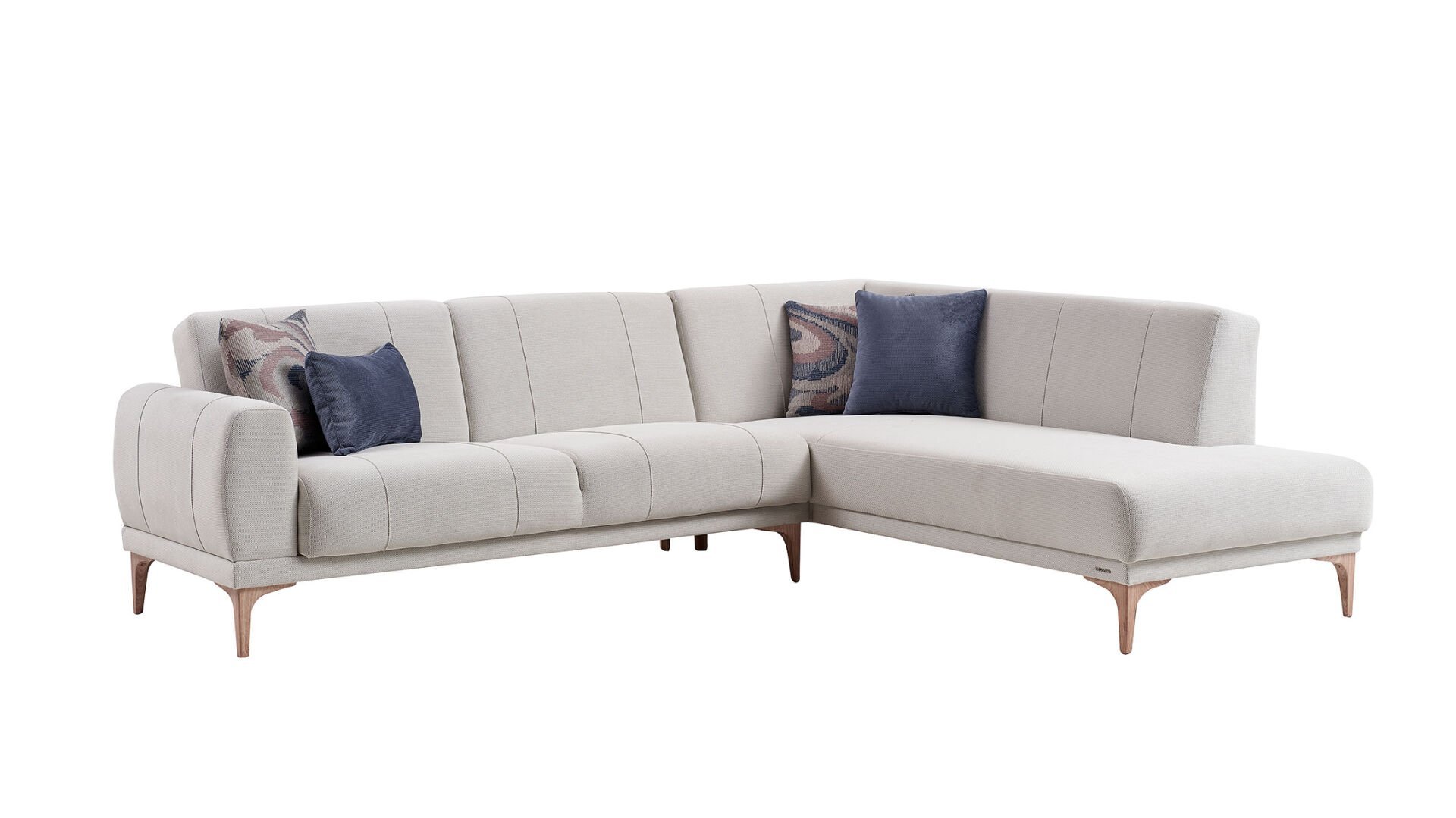 Porto Köşe Sol Koltuk - Gri - Meşe Renk Ayak