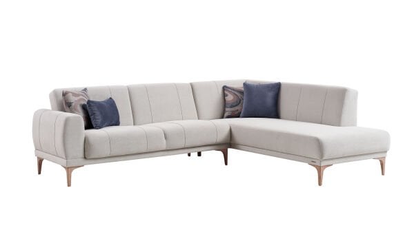 Porto Köşe Sol Koltuk - Gri - Meşe Renk Ayak