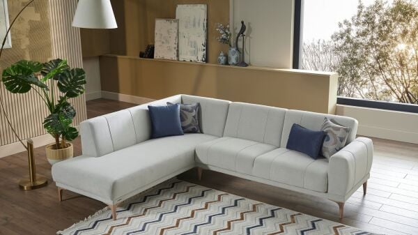 Porto Köşe Sağ Koltuk - Gri - Meşe Renk Ayak