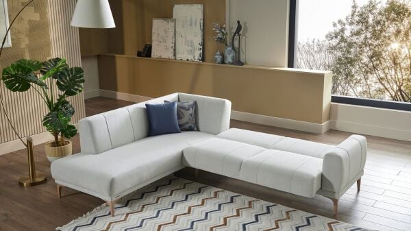 Porto Köşe Sağ Koltuk - Gri - Meşe Renk Ayak