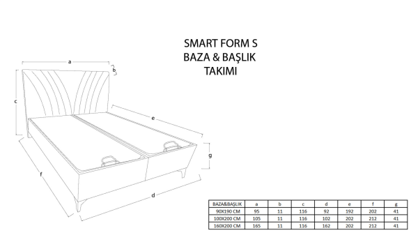 Smart Form S Baza Başlık Seti - Kumaş Koyu Gri - 150X200