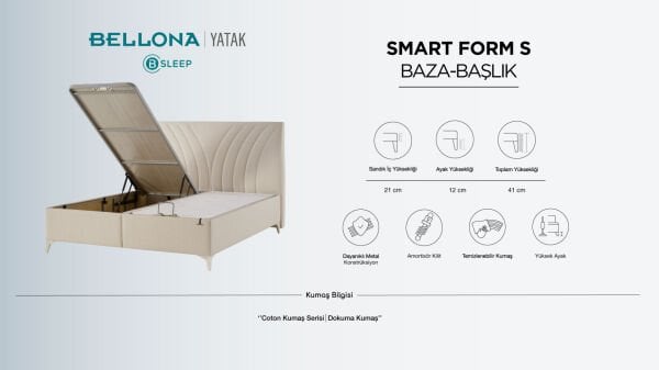Smart Form S Baza Başlık Seti - Kumaş Koyu Gri - 150X200