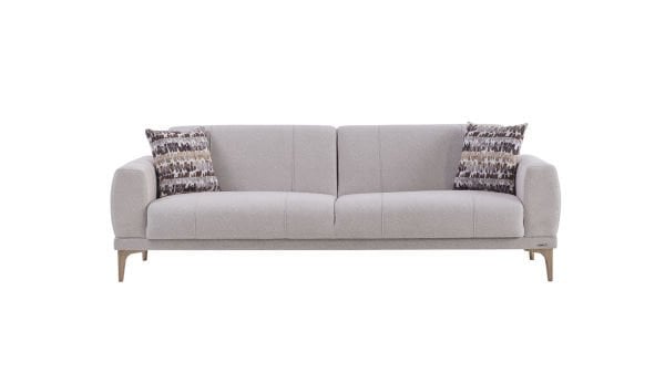 Porto Üçlü Koltuk - Krem - Meşe Renk Ayak