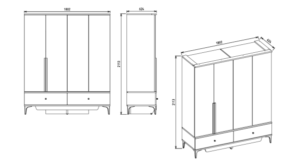 Anton 4 Kapaklı Gardırop
