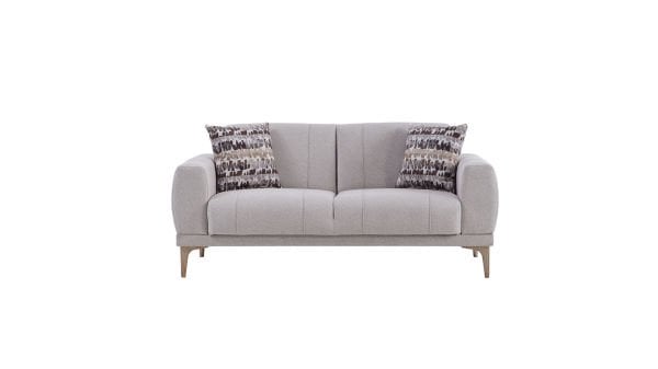 Porto İkili Koltuk - Krem - Meşe Renk Ayak