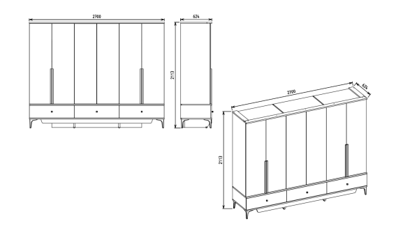 Anton 6 Kapaklı Gardırop