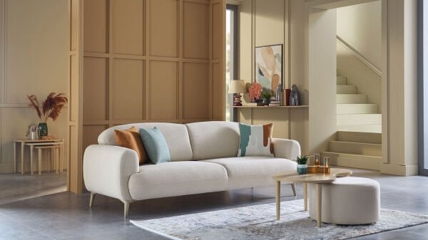 Valenty Üçlü Koltuk - Bej