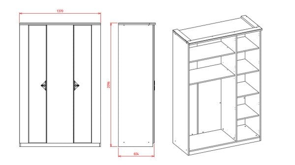 Leny 3 Kapaklı Gardırop