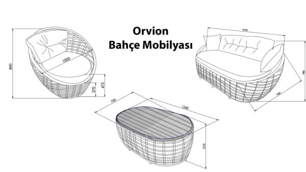Orvion Bahçe Mobilyası Takımı