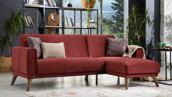 Ruby Uzanmalı Köşe Sol Koltuk Bordo