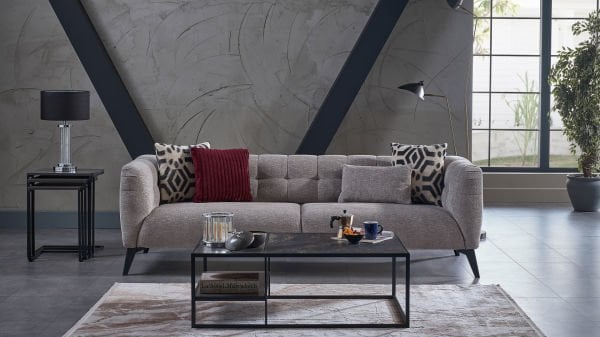 İndiana Üçlü Koltuk - Siyah Renk Ayak