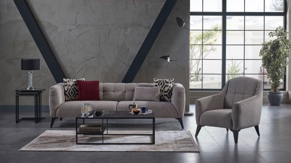 İndiana Üçlü Koltuk - Siyah Renk Ayak