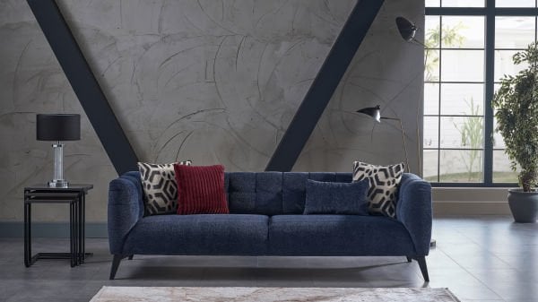 İndiana Üçlü Koltuk - Siyah Renk Ayak