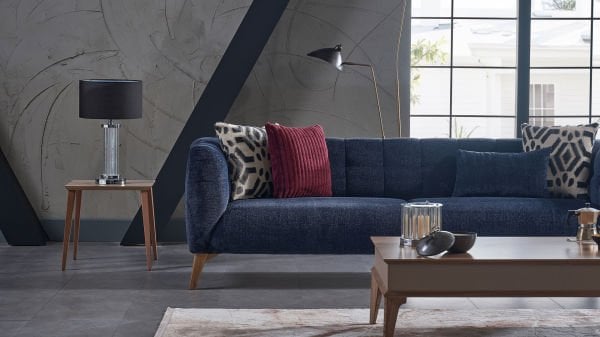 İndiana Üçlü Koltuk - Ceviz Renk Ayak