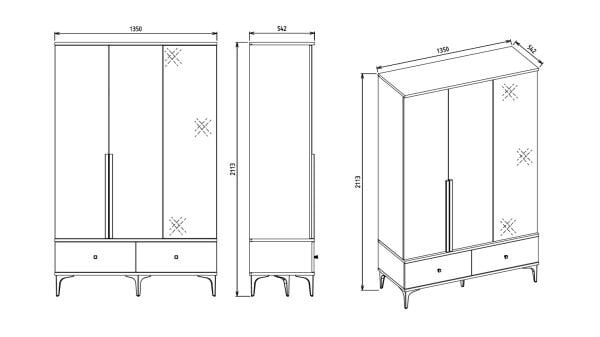 Anton 3 Kapaklı Gardırop