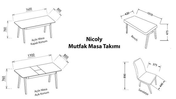 Nicoly Açılır Mutfak Masası