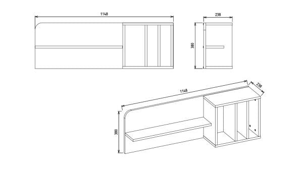 Anton Çalışma Masası Üst Kitaplık