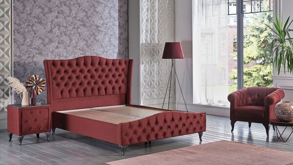 Estonya Baza Antrasit Renk Ayak 140X190 - Bordo