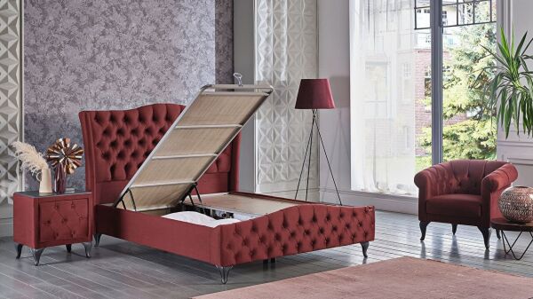 Estonya Baza Antrasit Renk Ayak 160X200 - Bordo