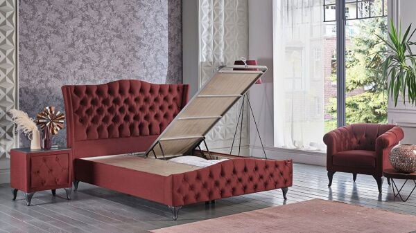 Estonya Baza Antrasit Ayak 160X200 - Bordo
