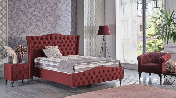 Estonya Baza Antrasit Ayak 180X200 - Bordo