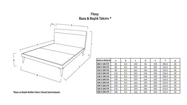Flexy Baza Başlık Takımı - Gri 150X200