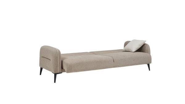 Riga Üçlü Koltuk - Vizon - Siyah Renk Ayak