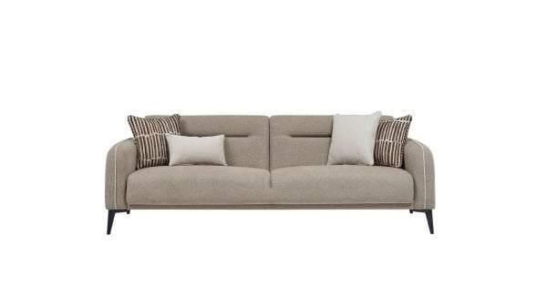 Riga Üçlü Koltuk - Vizon - Siyah Renk Ayak