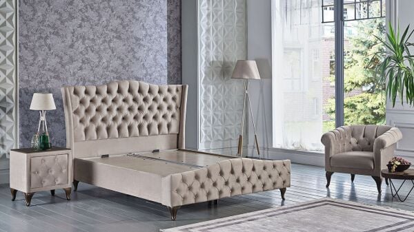 Estonya Baza Ceviz Renk Ayak 150X200 - Vizon