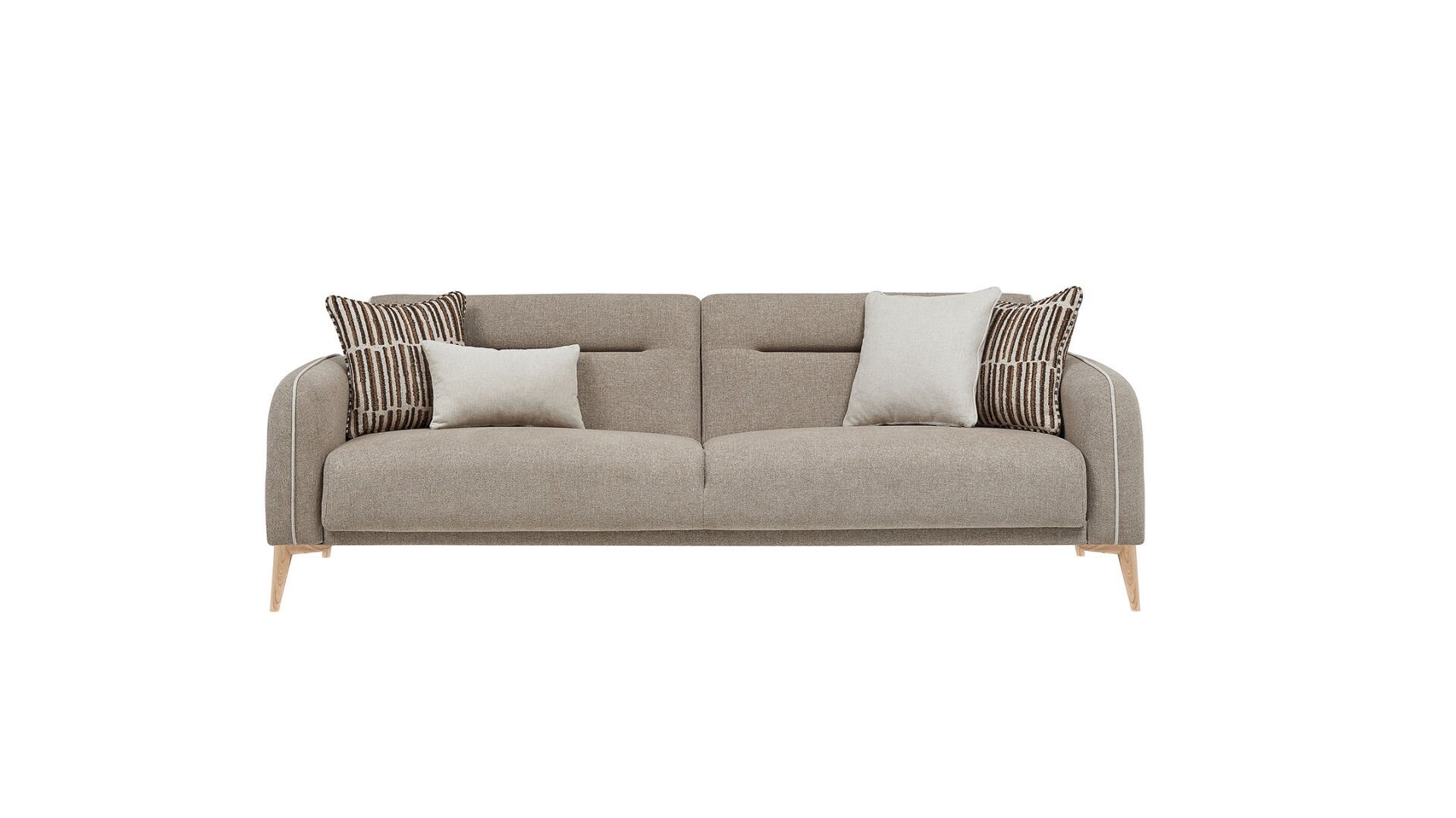 Riga Üçlü Koltuk - Vizon - Meşe Renk Ayak