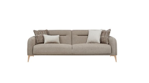 Riga Üçlü Koltuk - Vizon - Meşe Renk Ayak