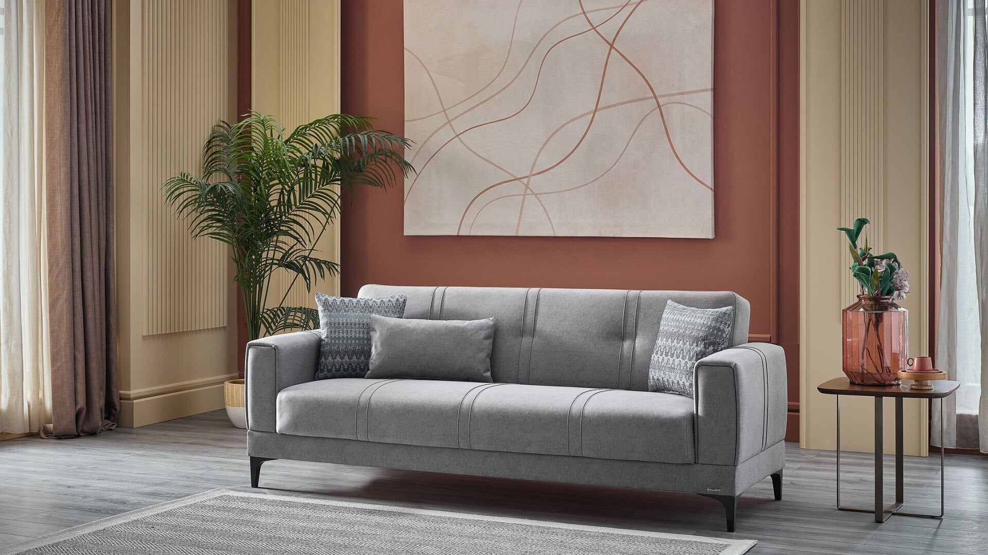 Ruby S Kmp Üçlü Koltuk - Gri