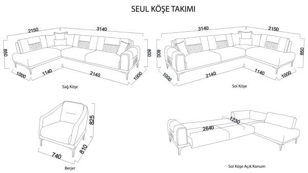 Seul Köşe Koltuk - Gri