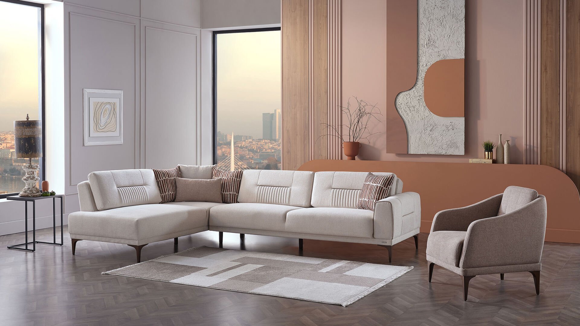 Seul Köşe Koltuk - Krem