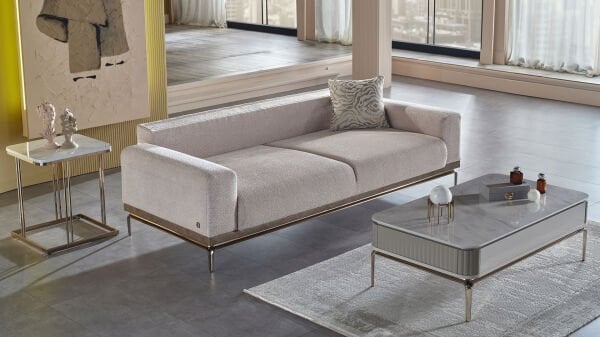 Estella Üçlü Koltuk - Krem