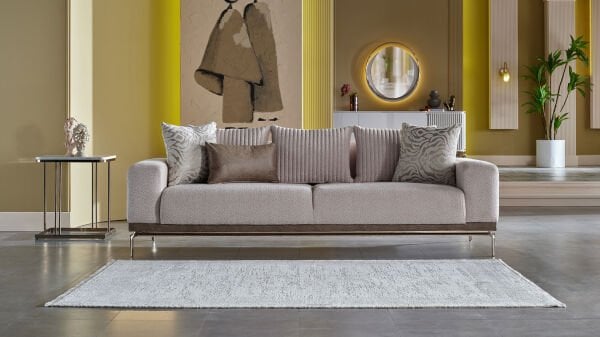 Estella Üçlü Koltuk - Krem