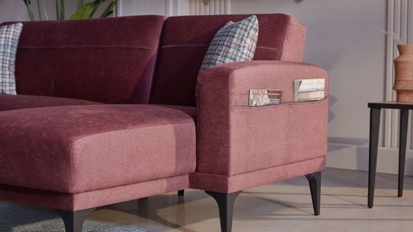 Rolden Köşe Sol Koltuk - Gül Kurusu Gül Kurusu