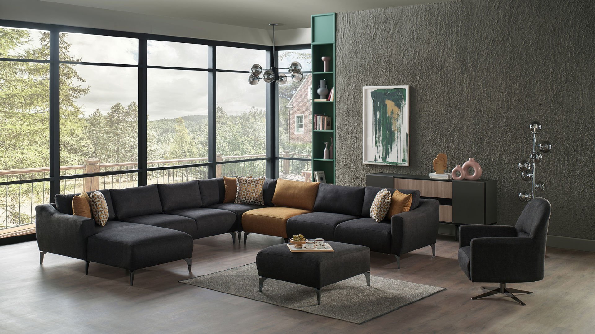 Sanvela Köşe Takımı Modüler - Antrasit - Füme Renk Ayak